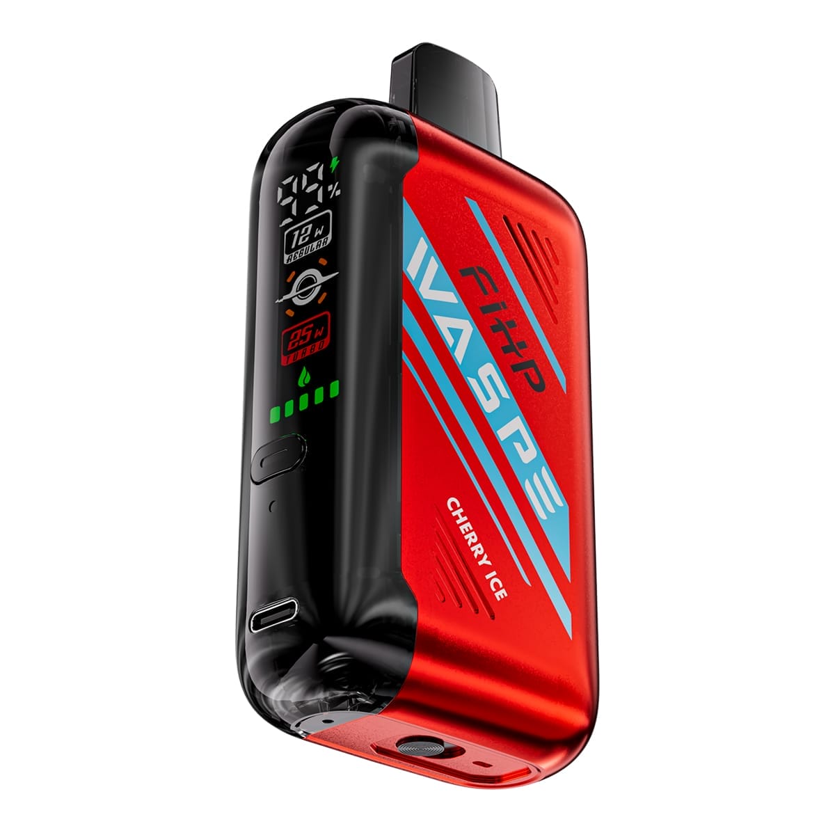 Trzy e-papierosy typu pod lub ich baterie o różnych pojemnościach: 650 mAh, 850 mAh, 1000 mAh, ułożone obok siebie dla porównania.